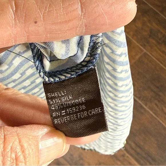 J. McLaughlin Green Blue Geometric Silk Shirt Dress Drawstring Waist L - Picture 12 of 13